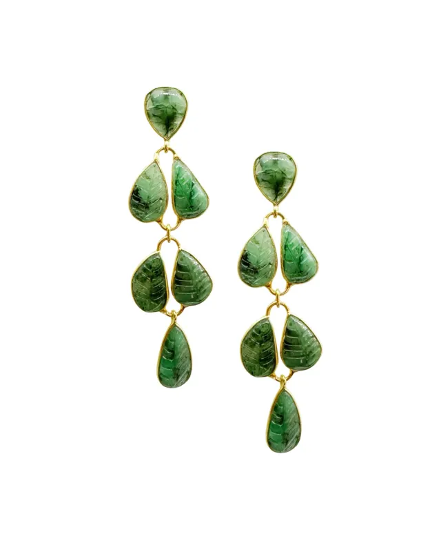 Le Fourbi de Capucine G29 boucles d'oreilles argent doré émeraude