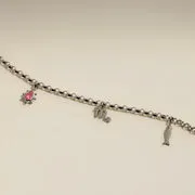 Astrid & Miyu Pink Sapphire Beaded Charm breloque or blanc saphir rose