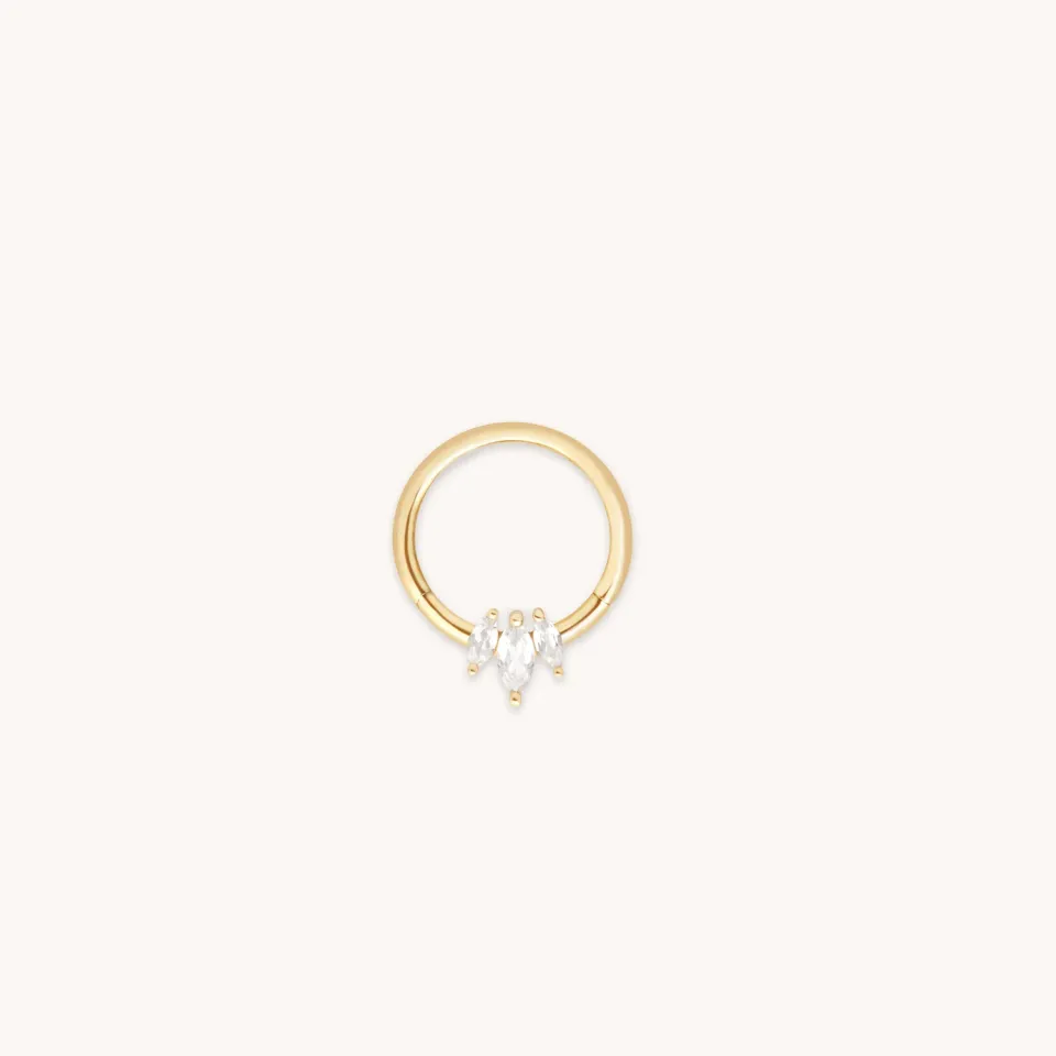 Astrid & Miyu Topaz Marquise Fan anneau daith or massif
