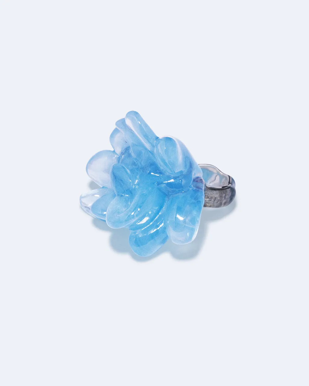 Completedworks Floe bague résine bleue argent recyclé