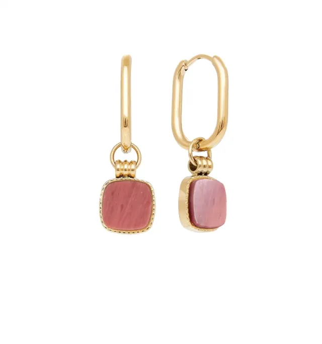 Nao de Paris Vintage boucles rhodonite rose 3,5 cm