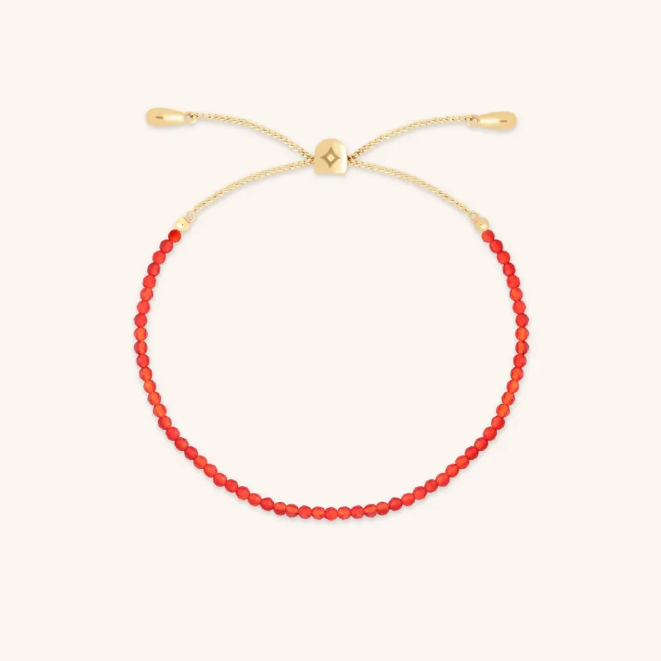 Astrid & Miyu Carnelian July bracelet perles or massif
