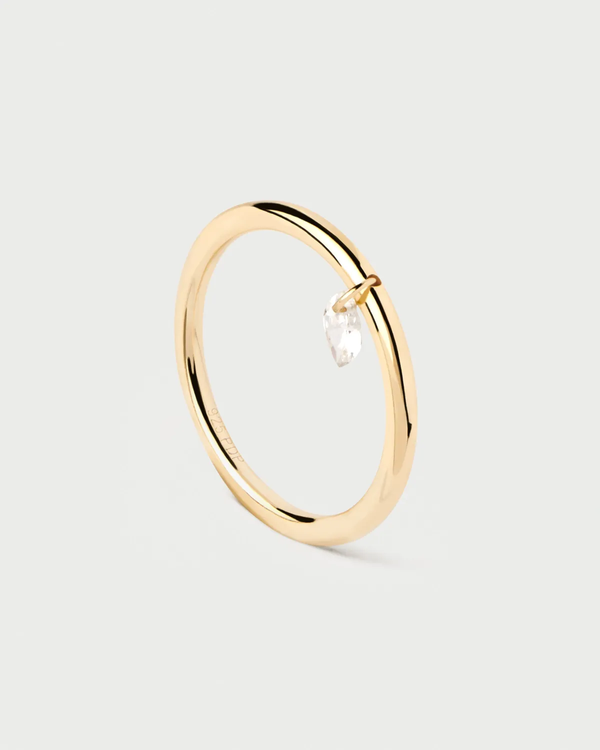 PDPAOLA Rain Solitaire bague plaqué or zircone 1,7 mm