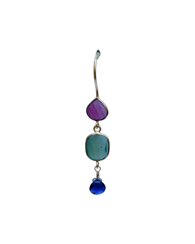 Le Fourbi de Capucine LF59 boucles d'oreilles laiton doré aventurine