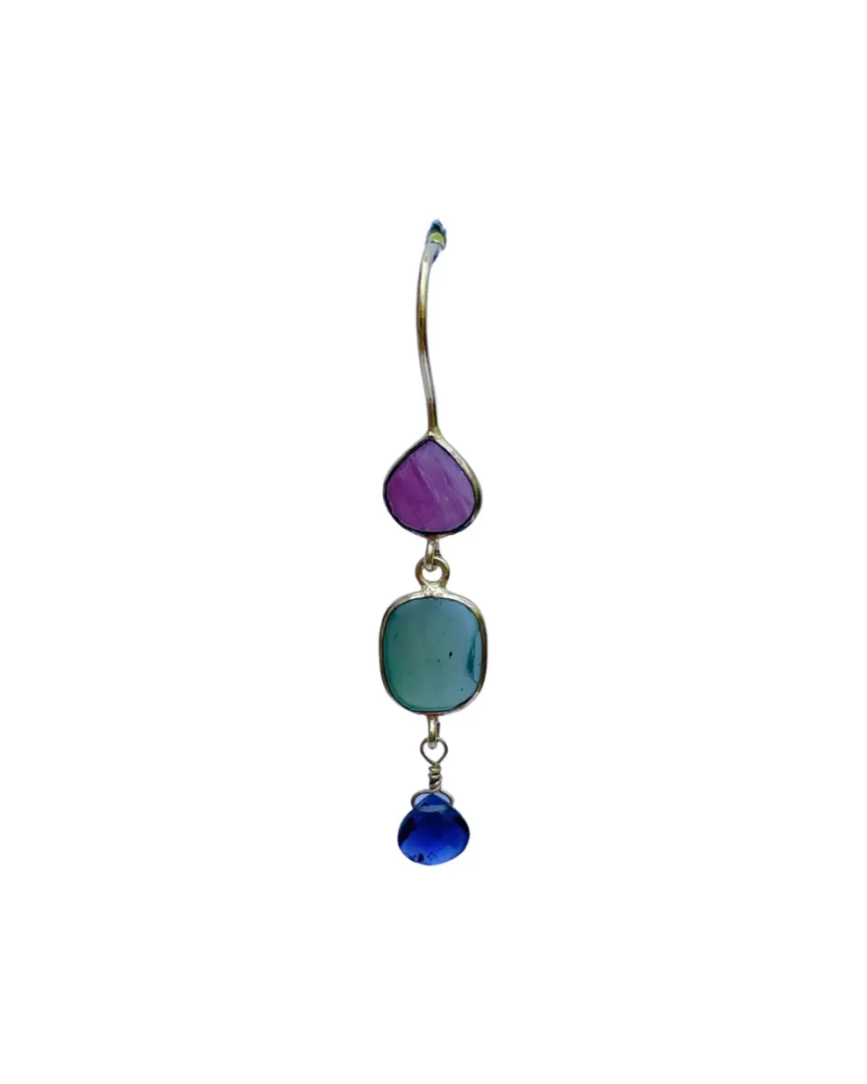 Le Fourbi de Capucine LF59 boucles d'oreilles laiton doré aventurine
