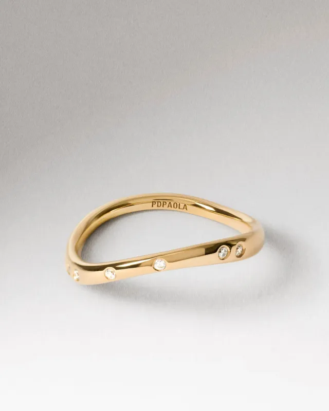 PDPAOLA Air bague fine dorée oxyde blanc