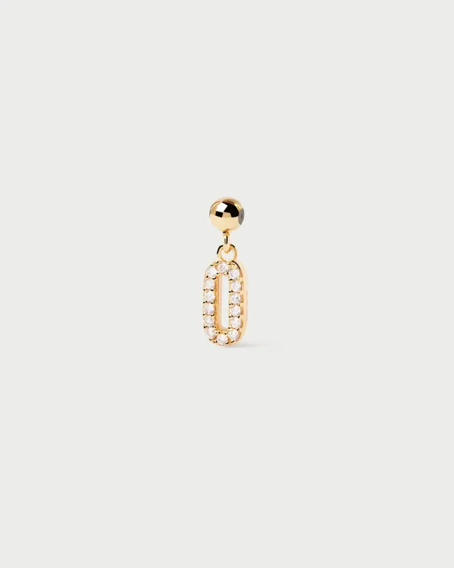 PDPAOLA Number 0 charm plaqué or zirconia blanche