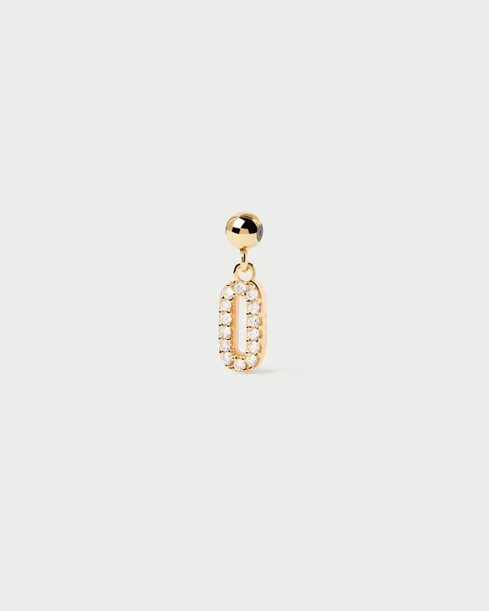 PDPAOLA Number 0 charm plaqué or zirconia blanche