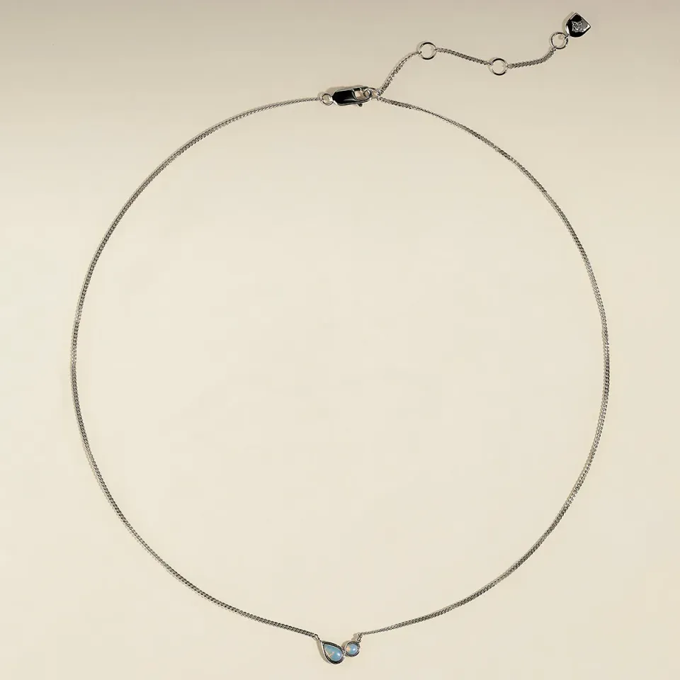 Astrid & Miyu Opal Bezel Pendant collier argent opale
