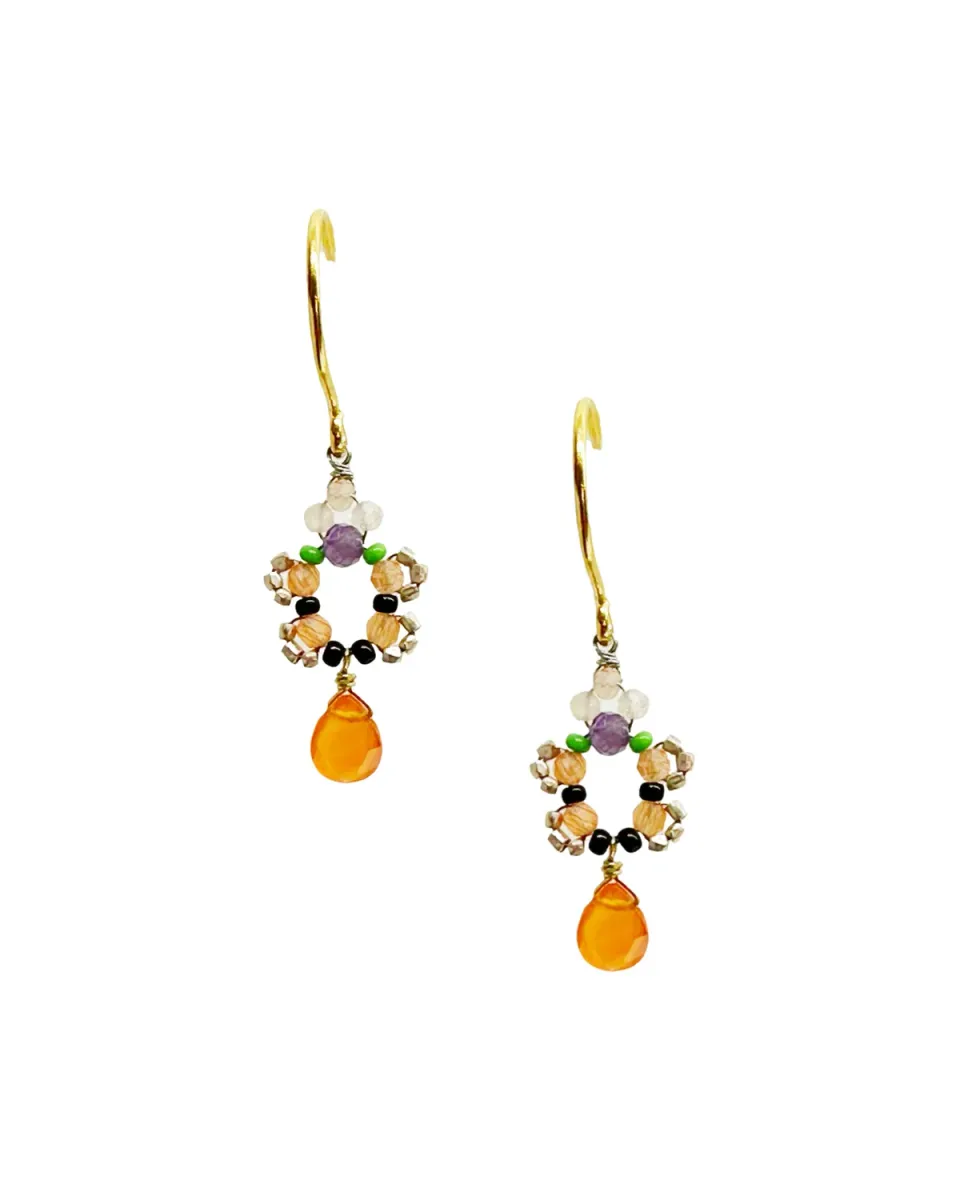 Le Fourbi de Capucine Z22 boucles d'oreilles laiton doré cornaline