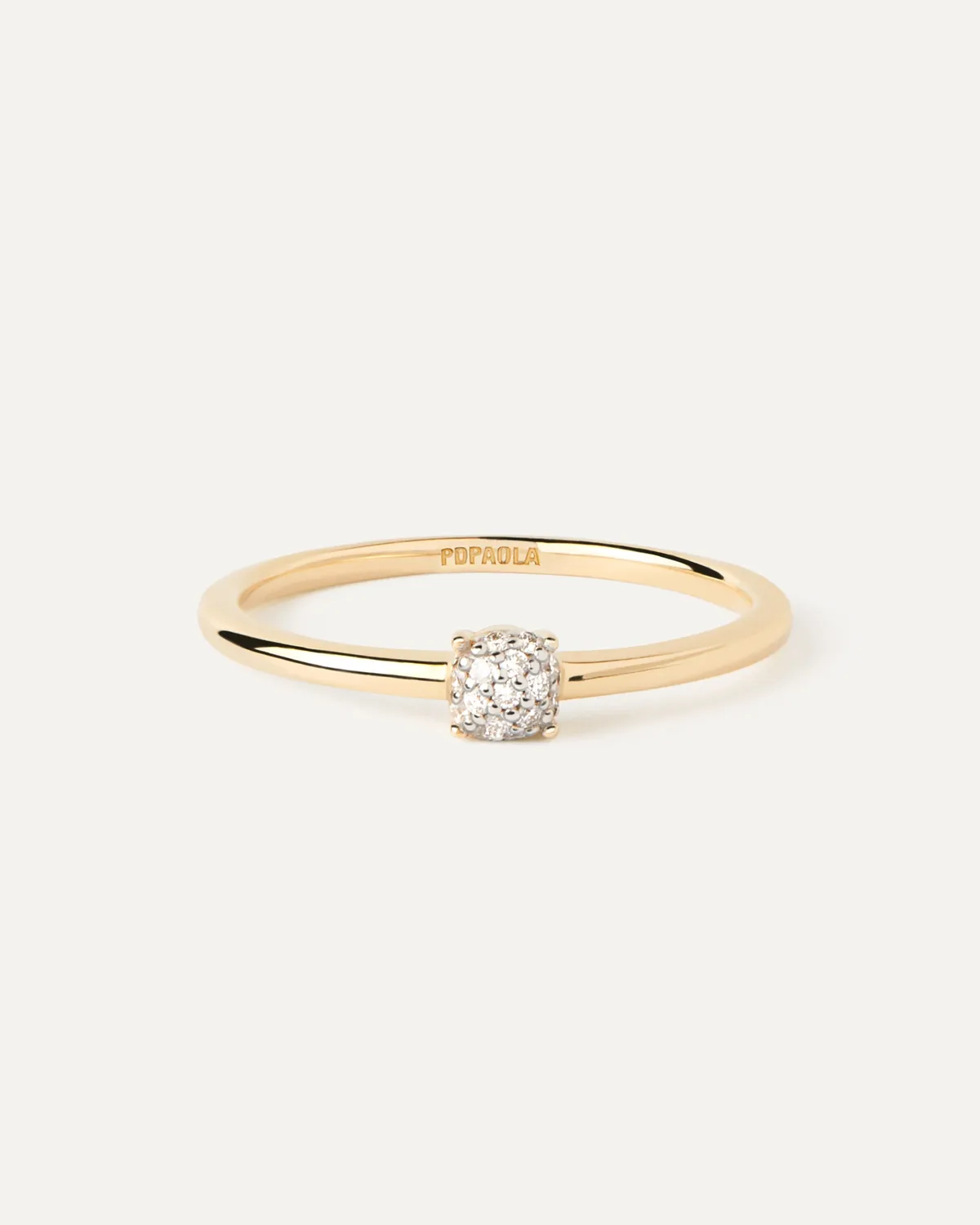 PDPAOLA Dona bague or diamants solitaire pavé