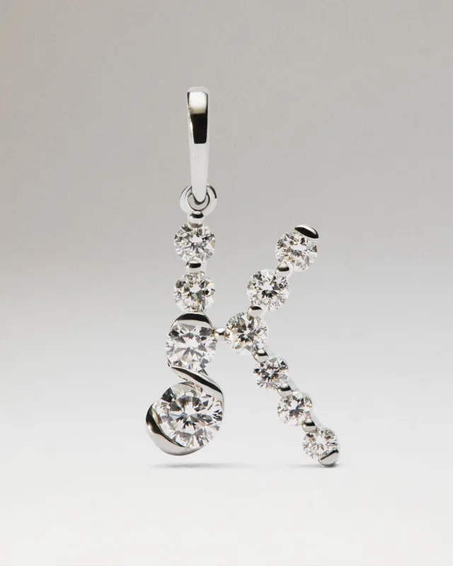 PDPAOLA Diamond Initial K pendentif or blanc diamants