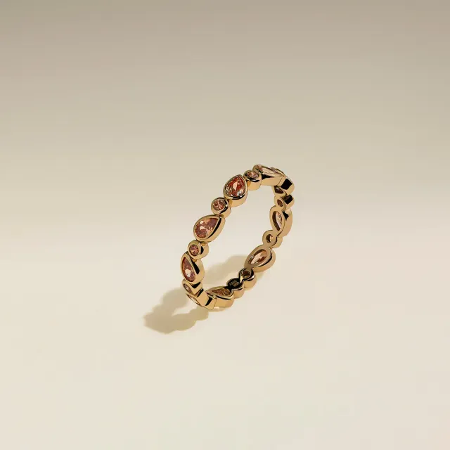 Astrid & Miyu Sunset Pear Band bague dorée pierre poire