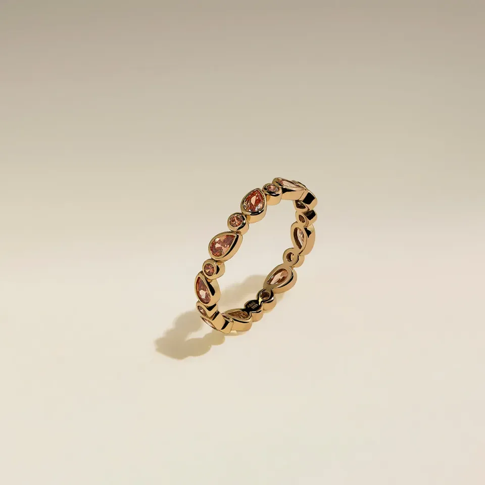 Astrid & Miyu Sunset Pear Band bague dorée pierre poire