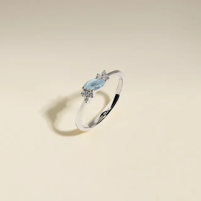 Astrid & Miyu Milestone March bague or blanc aigue-marine