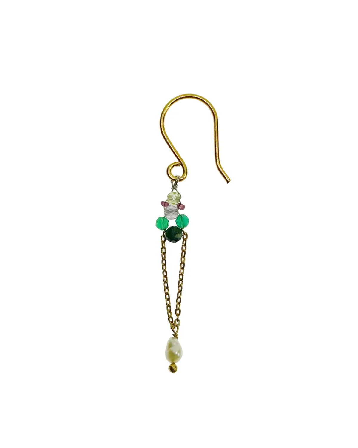 Le Fourbi de Capucine N28 boucles d'oreilles pierres vertes