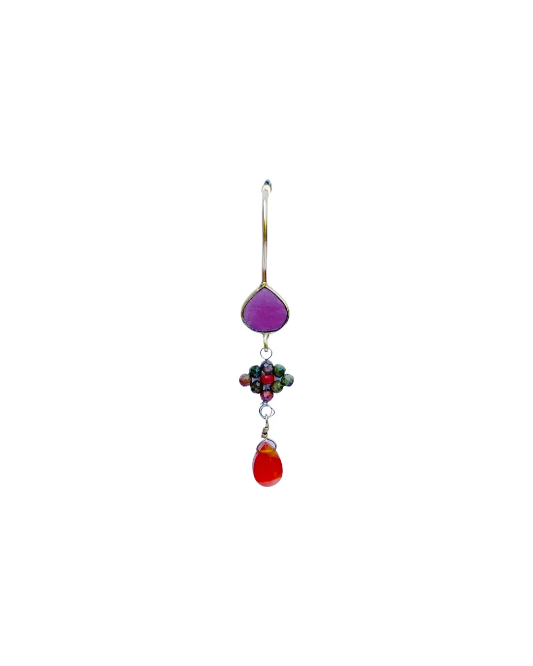 Le Fourbi de Capucine LF57 boucles d'oreilles laiton doré rubis