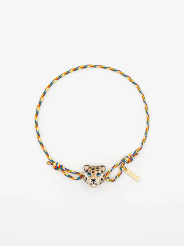 Nach Bijoux léopard bracelet cordon multicolore porcelaine ajustable