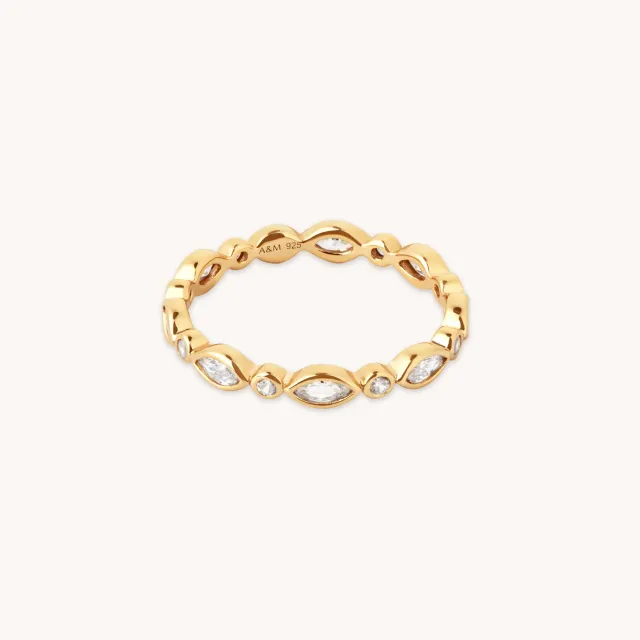Astrid & Miyu Navette Crystal Band bague dorée cristal