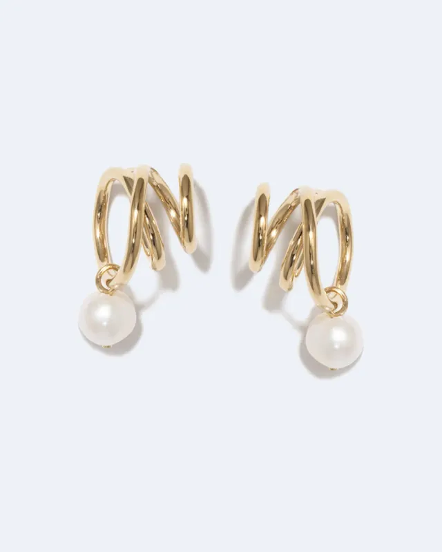 Completedworks Flow boucles d’oreilles perle vermeil or
