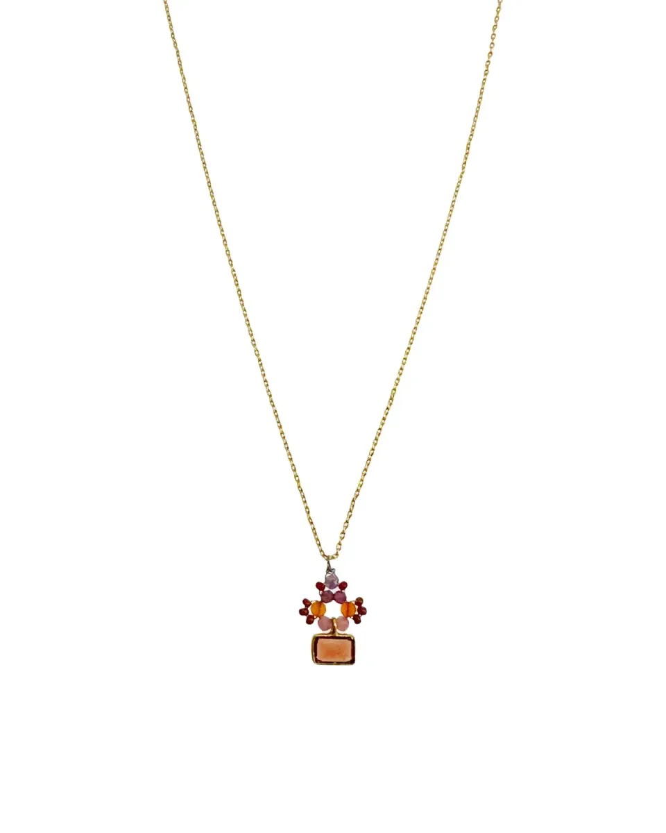 Le Fourbi de Capucine P45 collier laiton doré améthyste grenat