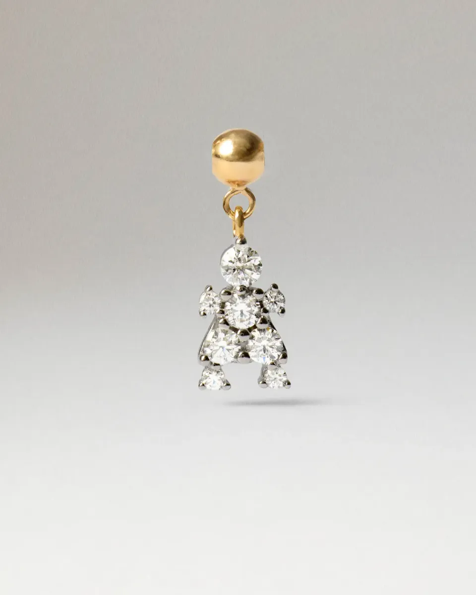 PDPAOLA Girl breloque zirconia blanche dorée