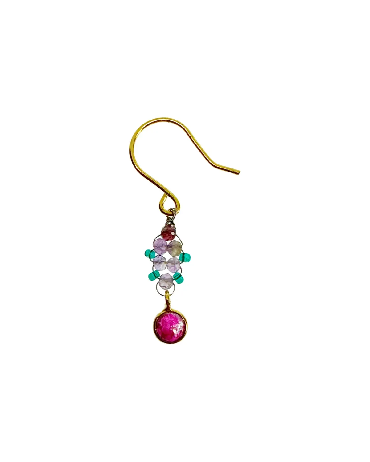 Le Fourbi de Capucine ROSE20 boucles d'oreilles laiton doré améthyste