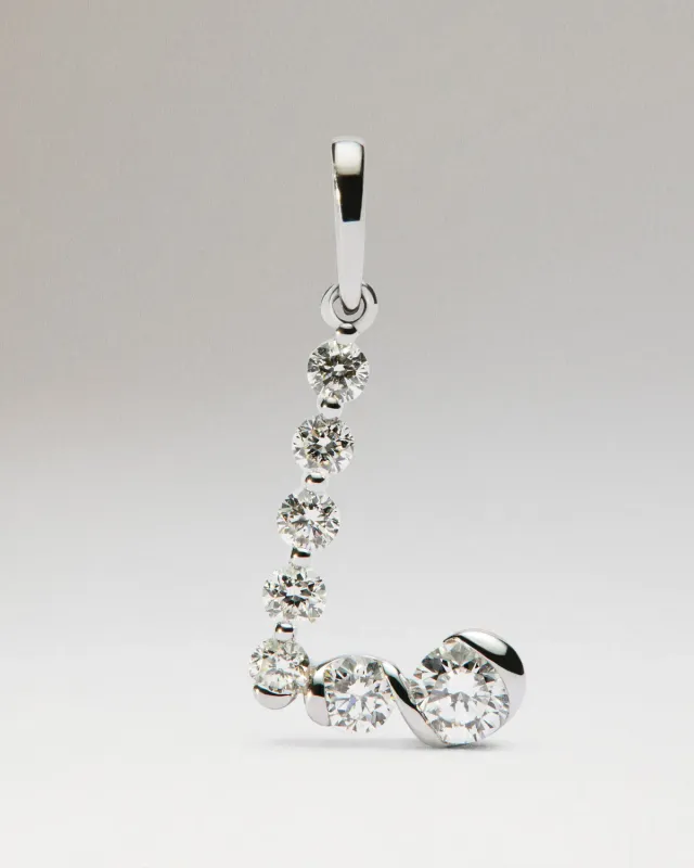 PDPAOLA L pendentif initiale diamants or blanc 18k