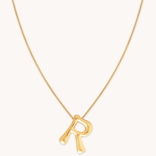 Astrid & Miyu R Initial Bold Pendant collier or initiale R