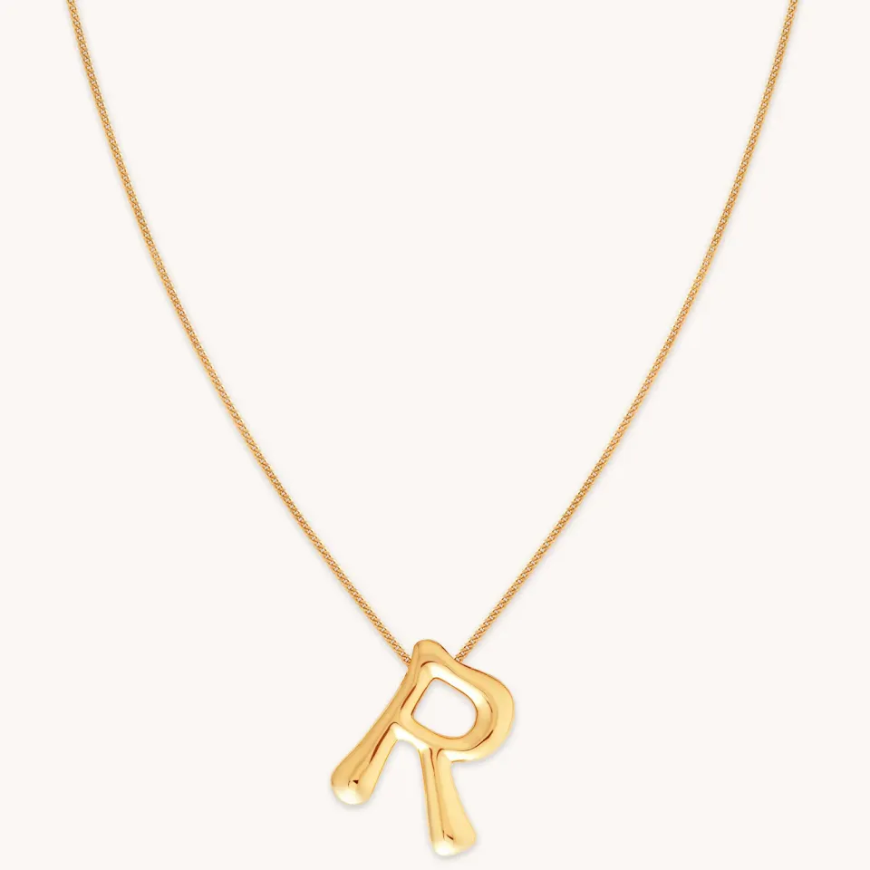 Astrid & Miyu R Initial Bold Pendant collier or initiale R