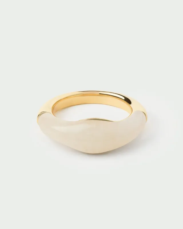 PDPAOLA Milky Quartz Nami Ring bague quartz laiteux