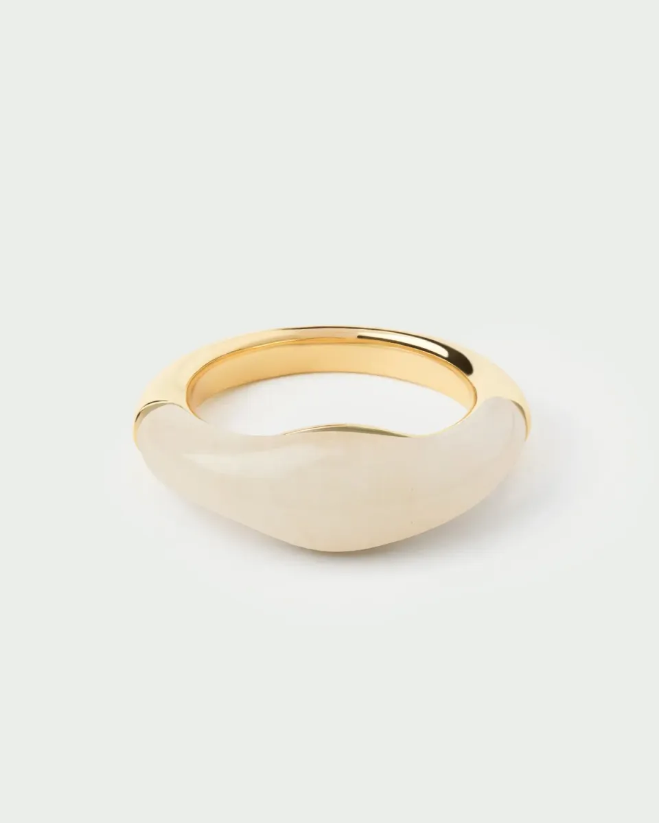 PDPAOLA Milky Quartz Nami Ring bague quartz laiteux