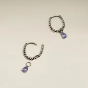 Astrid & Miyu Tanzanite December charm boucle d'oreille or blanc massif
