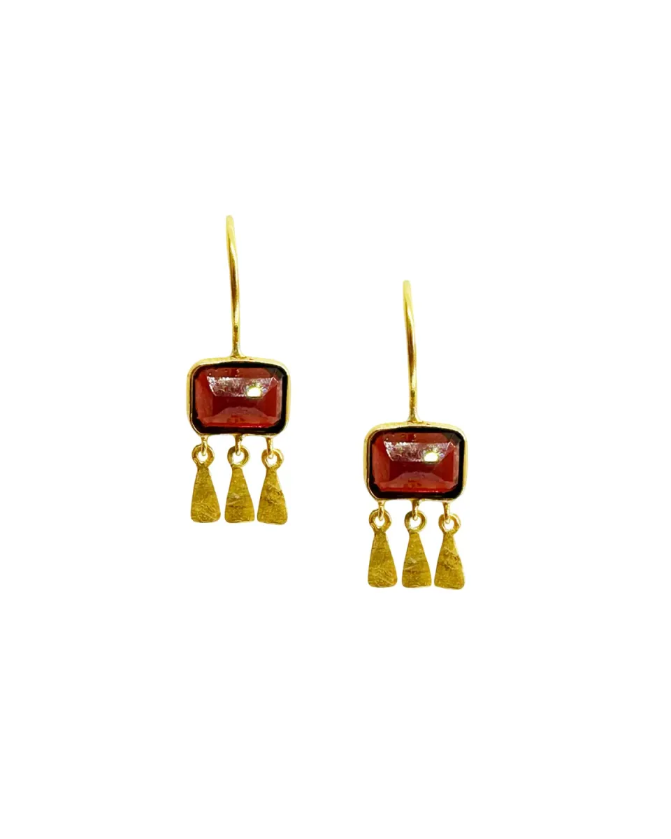 Le Fourbi de Capucine N73 boucles d'oreilles grenat doré