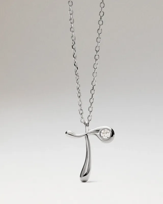 PDPAOLA Initiale T collier pendentif argent 40-50 cm
