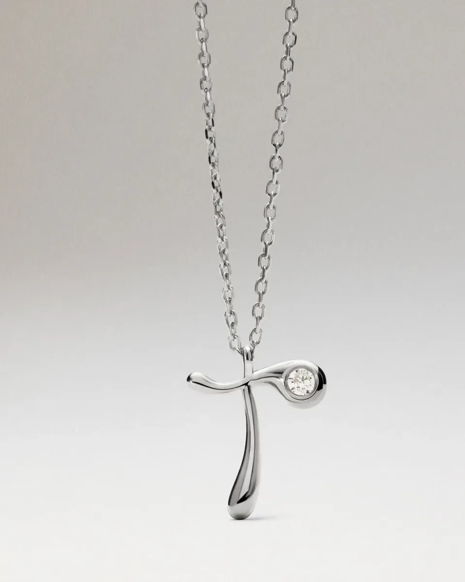 PDPAOLA Initiale T collier pendentif argent 40-50 cm