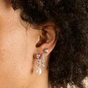 Astrid & Miyu Pearl & Crystal Drop Studs boucles d’oreilles argent perle