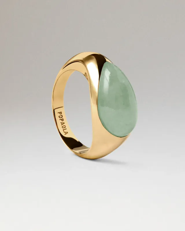 PDPAOLA Luna Stamp bague aventurine verte