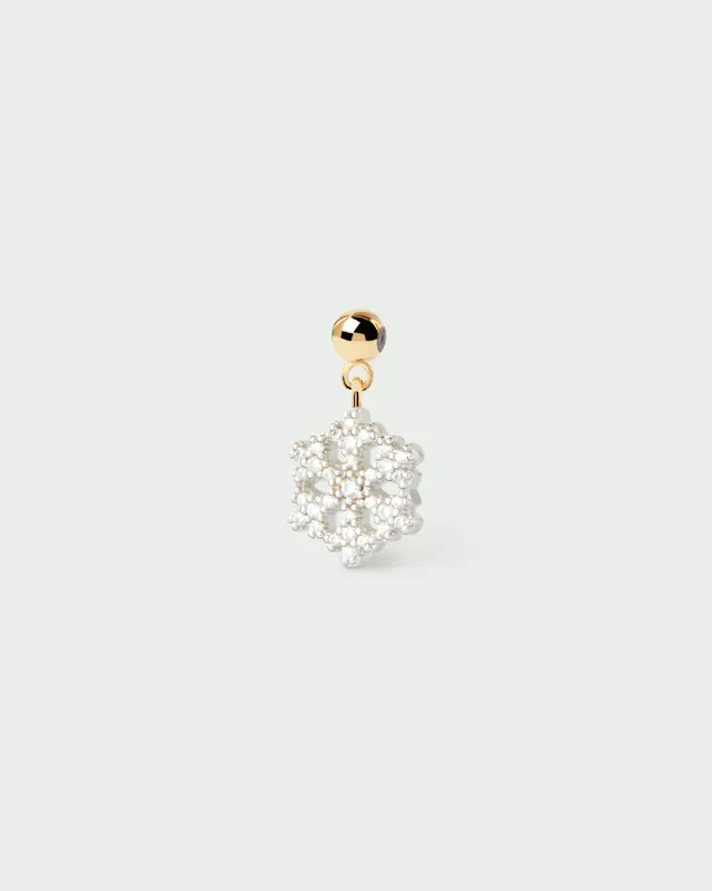 PDPAOLA Snowflake breloque flocon zirconia blanche 9 mm