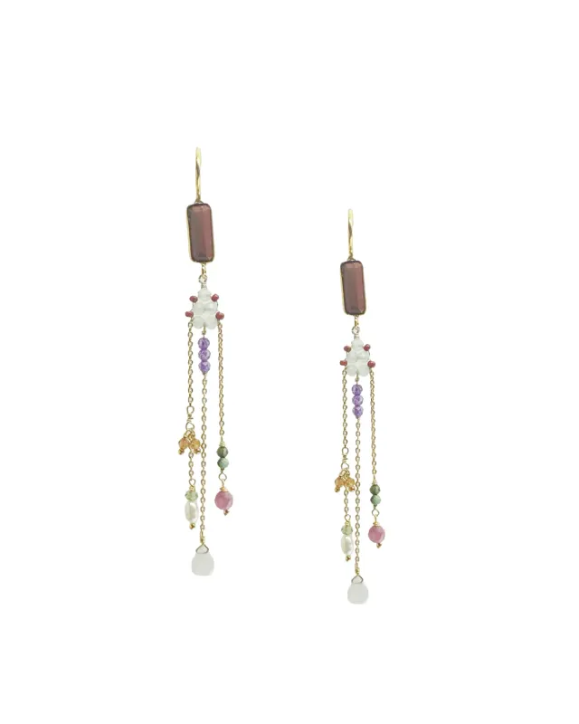 Le Fourbi de Capucine Z2 boucles d'oreilles laiton doré multicolore