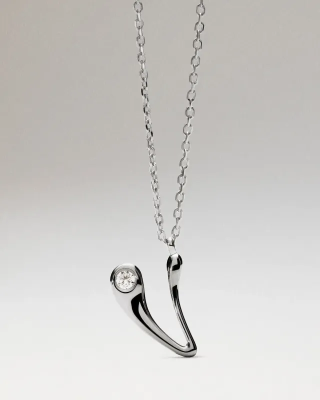 PDPAOLA V Initial collier lettre V argent