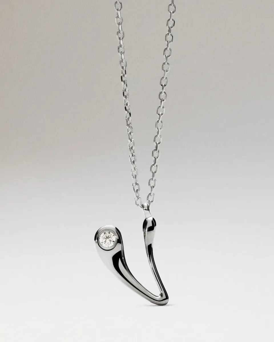 PDPAOLA V Initial collier lettre V argent