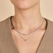 Astrid & Miyu Heart Bezel collier tennis argenté cœur