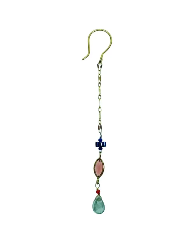 Le Fourbi de Capucine BF14 boucles d'oreilles aigue-marine grenat