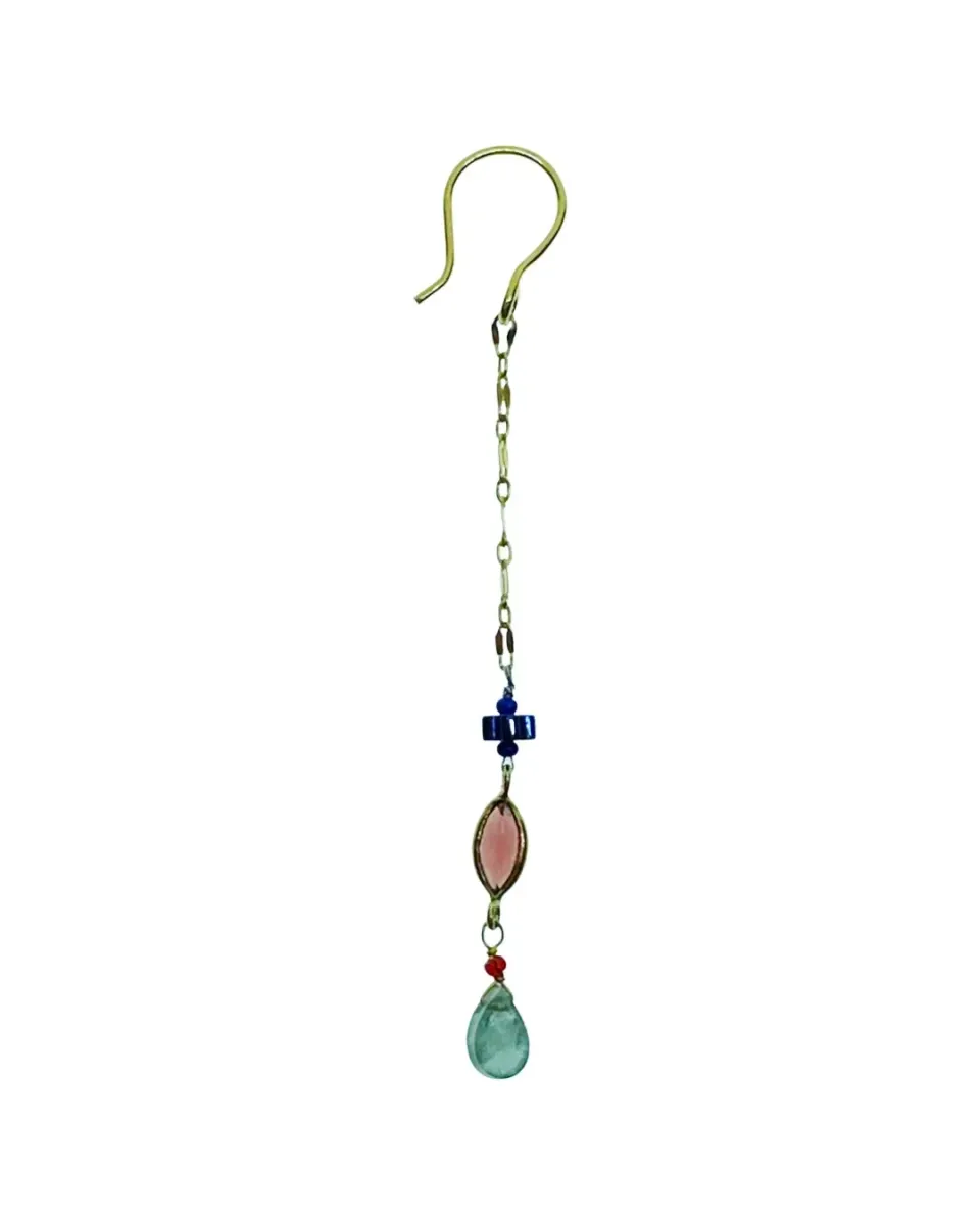 Le Fourbi de Capucine BF14 boucles d'oreilles aigue-marine grenat