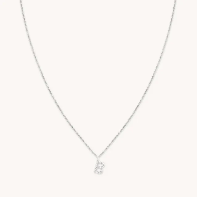 Astrid & Miyu B Initial collier pendentif pavé argent