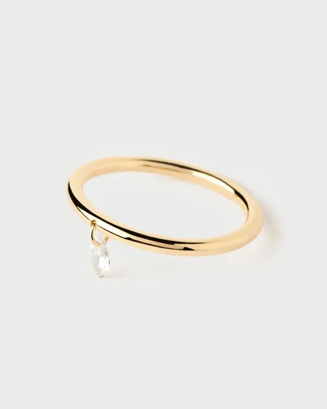 PDPAOLA Rain Solitaire bague plaqué or zircone 1,7 mm
