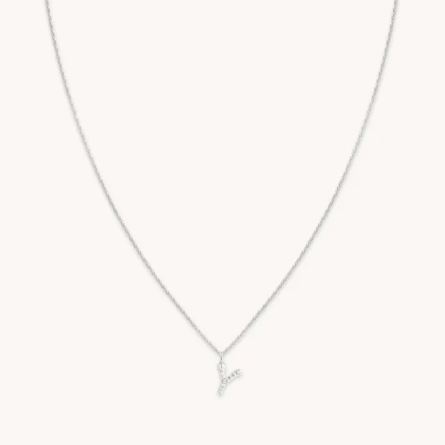 Astrid & Miyu Y Initial Pavé Pendant collier argent