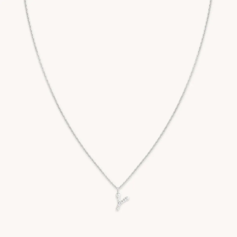 Astrid & Miyu Y Initial Pavé Pendant collier argent