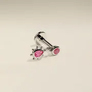 Astrid & Miyu Pink Sapphire Beaded piercing saphir rose